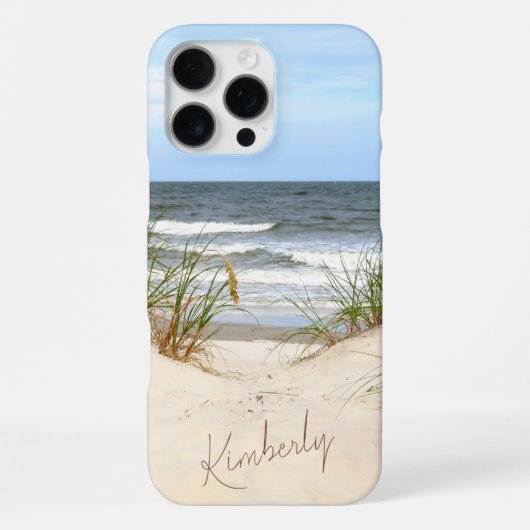Strand met Naam iPhone Hoesje (Achterkant)