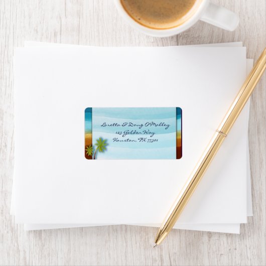 Strand met Palm Tree designer label (Insitu)