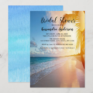Strand met Palm Tree Sunset Vrijgezellenfeest Kaart