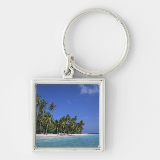Strand met palmbomen, Malediven Sleutelhanger (Voorkant)