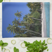 Strand met palmbomen, Malediven Theedoek (Gevouwen)