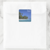 Strand met palmbomen, Malediven Vierkante Sticker (Tas)