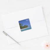 Strand met palmbomen, Malediven Vierkante Sticker (Envelop)