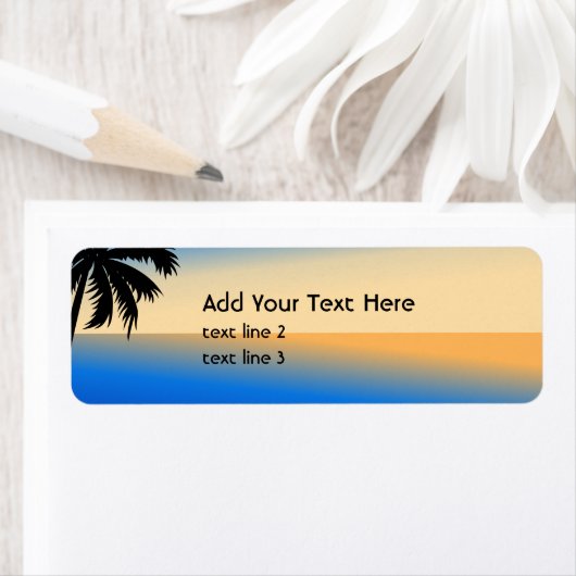 Strand met palmboom etiket (Insitu)