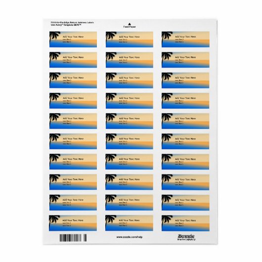 Strand met palmboom etiket (Full Sheet)