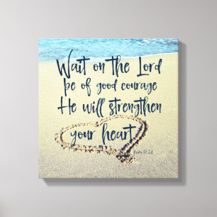 Strand met Psalmen Schrift Canvas Afdruk