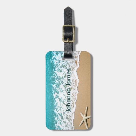 strand met staartvis bagagelabel (Voorkant verticaal)