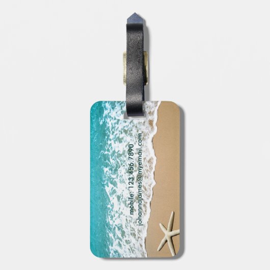 strand met staartvis bagagelabel (Achterkant verticaal)