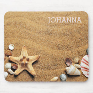 strand met staartvis muismat