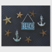 strand met Starfish en Anchors Cadeaupapier (Vlak)