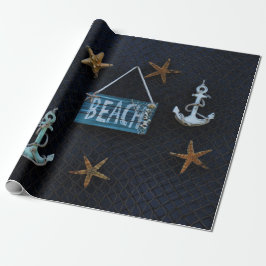 strand met Starfish en Anchors Cadeaupapier
