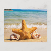 Strand met Starfish en Seashells Vrijgezellenfeest Uitnodiging Briefkaart (Voorkant)