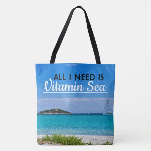 strand met witte zand met turkooiswater en zeilboo tote bag (Voorkant)