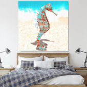 Strand met zeepaardje canvas afdruk (Insitu (Slaapkamer))