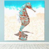 Strand met zeepaardje canvas afdruk (Insitu (Houten vloer))