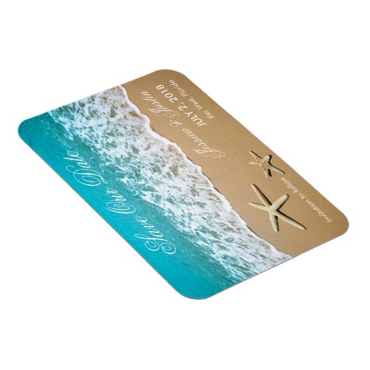 Strand met zeesterren Bewaar de datummagneet Magneet (Rechterzijde)
