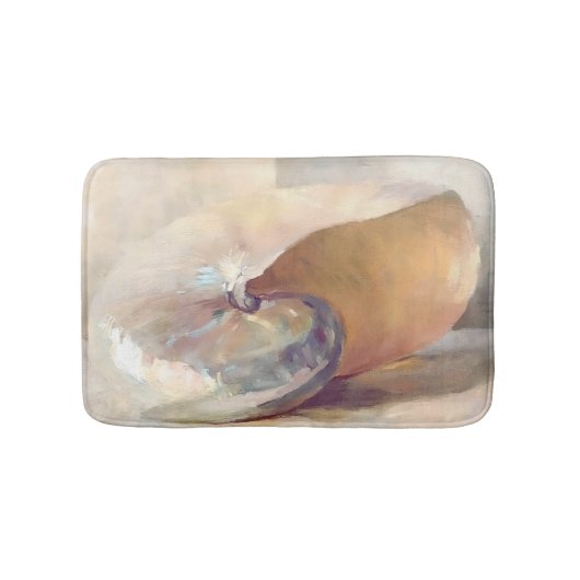 Strand Minimalistische Beige Ocean Seashell Badmat (Voorkant)