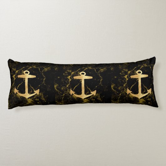 Strand minimalistische chique gouden anker zwart m lichaamskussen (Achterkant)