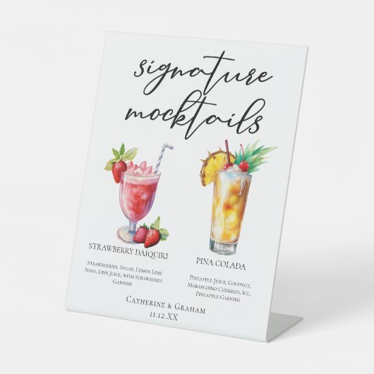 Strand Mocktails Aardbei Daiquiri Piña Colada Reclamebord Met Voetstuk (Voorkant)