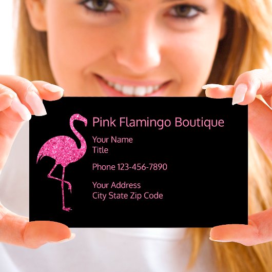Strand Mode Boutique Roze Flamingo Visitekaartje