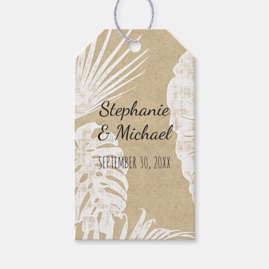 Strand Modern Eenvoudig Kraft Groen Blad Bruiloft Cadeaulabel (Voorkant)
