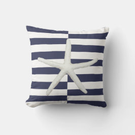 strand Modern Starfish Bold Striped Navy and White Kussen