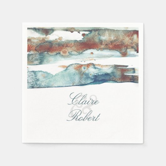 Strand Moderne Waterverf Zeester bruiloft Servet (Voorkant)