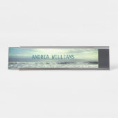 Strand Monogram Naam Blauwe Golven Abstract Water Bureau Naambordje (Voorkant)