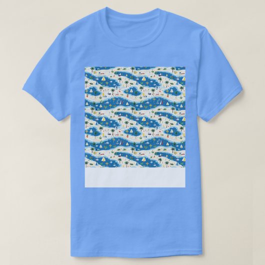 Strand Naadloos Patroon Zomer Palm Tree Waves Kust T-shirt (Design voorkant)