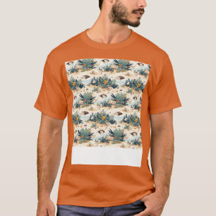 Strand Naadloos Patroon Zomer Palm Tree Waves Kust T-shirt