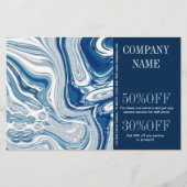 strand nautisch oceaan aquarel blauw marmer flyer (Voorkant)