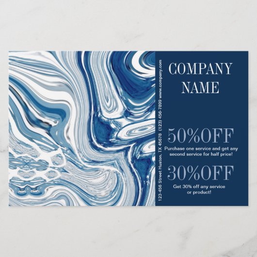 strand nautisch oceaan aquarel blauw marmer flyer (Voorkant)