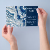 strand nautisch oceaan aquarel blauw marmer flyer (Hand)