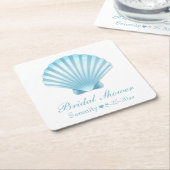 Strand Nautisch Vrijgezellenfeest Shell Blauw Turq Kartonnen Onderzetters (Schuin)