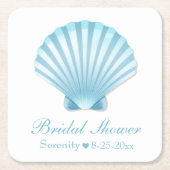 Strand Nautisch Vrijgezellenfeest Shell Blauw Turq Kartonnen Onderzetters (Voorkant)