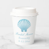 Strand Nautisch Vrijgezellenfeest Shell Blauw Turq Papieren Bekers (Voorkant)