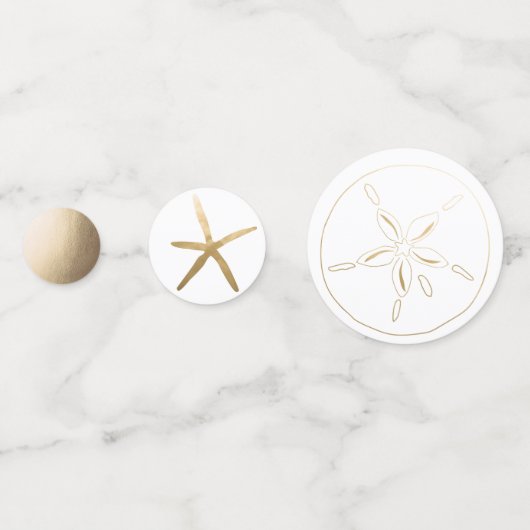 Strand, Nautische Gouden Zanddollar, Zeester Confetti (Achterkanten)