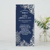 strand nautische koninklijk blauw bruiloft program programmakaart (Staand voorkant)