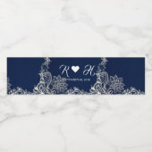 strand nautische witte kant marine blauwe bruiloft waterfles etiket (Enkel label)