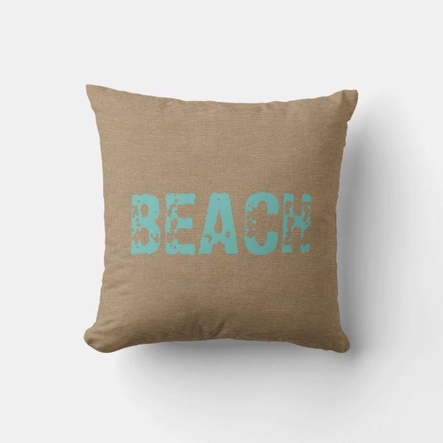 Strand nep jute linnen decoratie kussen (Voorkant)