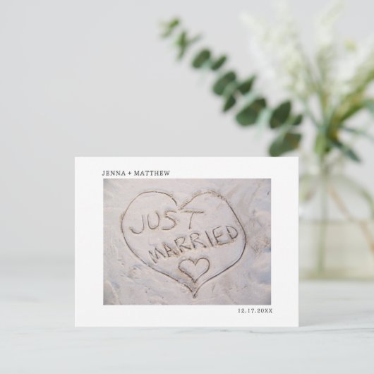 Strand Net Getrouwd Foto Aankondiging (Staand voorkant)