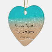 Strand Nieuw getrouwd stel foto kerst Keramisch Ornament (Links)