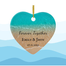 Strand Nieuw getrouwd stel foto kerst Keramisch Ornament