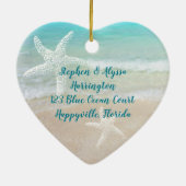 Strand Nieuw Huis Eerste Kerst Stervis Keramisch Ornament (Achterkant)