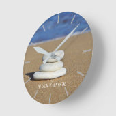 Strand Oceaan Aqua Zand Zeezicht Keisteen Aanpasba Ronde Klok (Hoek)