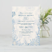 Strand Oceaan Aquarel Elegante QR Code Bruiloft Kaart (Staand voorkant)