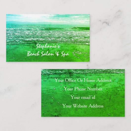 Strand Oceaan Artistiek Groen Abstract Kleurrijk 2 Visitekaartje (Voorkant / Achterkant)