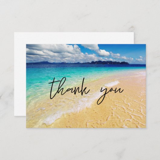 Strand & Oceaan Bestemming Bruiloft of Feest Bedankkaart (Voorkant / Achterkant)