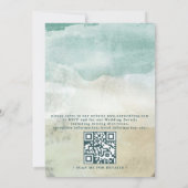 Strand Oceaan Bestemming Elegante QR Code Trouwen Kaart (Achterkant)