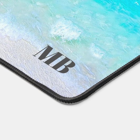 Strand Oceaan Blauw Iconisch Afbeelding Monogram Bureaumat (Hoek)